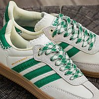 Мужские кроссовки Adidas Samba x Wales Bonner (белые с зеленым) спортивные комфортные легкие кроссы И1377 42