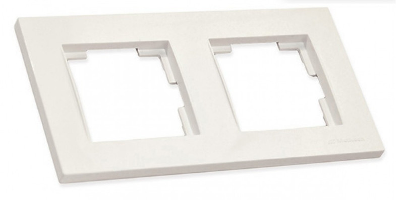 РАМКА ДЛЯ РОЗЕТКИ ГОРИЗОНТАЛЬНА ДВОМІСНА"RITA", "MUTLUSAN", БІЛИЙ, фото 1