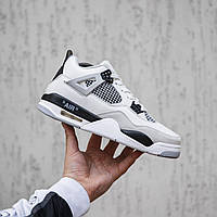Мужские кроссовки Nike Air Jordan 4 Retro (бело-серо-черные) низкие демисезонные классные спортивные КІТ2386