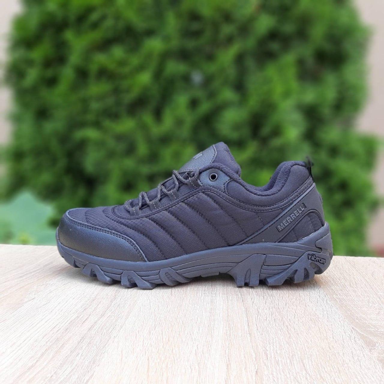 Чоловічі зимові кросівки Merrell Vibram (чорні) модні низькі кросівки 3909 Мерелл топ, фото 1