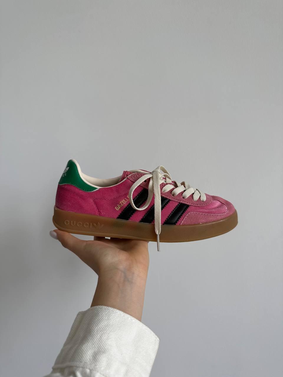 Женские кроссовки Adidas Gazelle Gucci (розовые) яркие красивые легкие ...