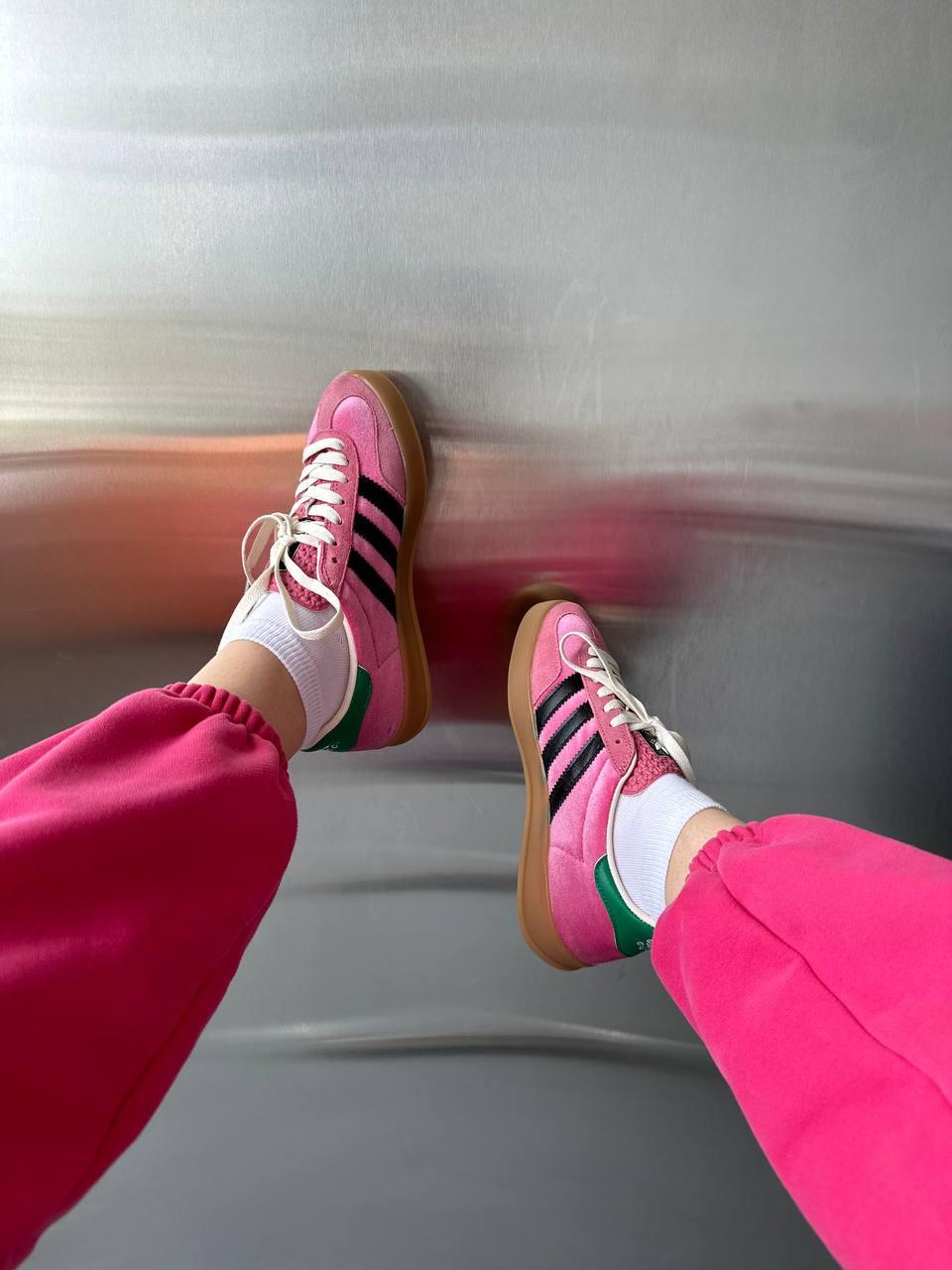 Женские кроссовки Adidas Gazelle Gucci (розовые) яркие красивые легкие ...