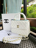 Женская сумка клатч Chanel Sac A Rabat Avec (белая) CH03 стильная сумочка на декоративной цепочке для девушки