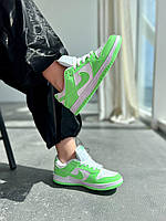 Женские кроссовки Nike SB Dunk Low (белые с зеленым) классные яркие низкие спортивные кроссы Ar99497 top