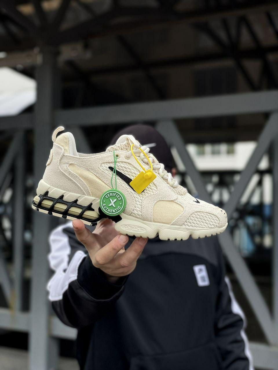 Чоловічі літні кросівки Nike x Stüssy Air Zoom Spiridon Cage 2 (бежеві з чорним) модні кроси J3469 top
