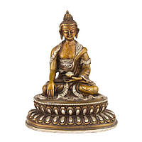 Будда Шакьямуни в жесте победы Бронза Оксидирование Ручная работа Непал 10 см (23891)