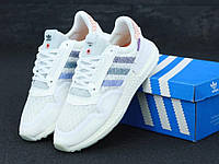 Женские летние кроссовки Adidas ZX500 (белые с цветными деталями) мягкие тонкие спортивные кроссы К11869 cross