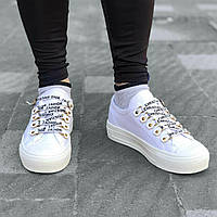 Женские кеды Christian Dior Walk'N'Dior Sneaker (белые) стильные спортивные на платформе PD6705 top