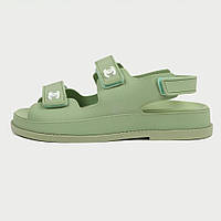 Женские сандалии Chanel Dad Sandals Green (зеленые) модные красивые повседневные босоножки латекс CH019 37 top