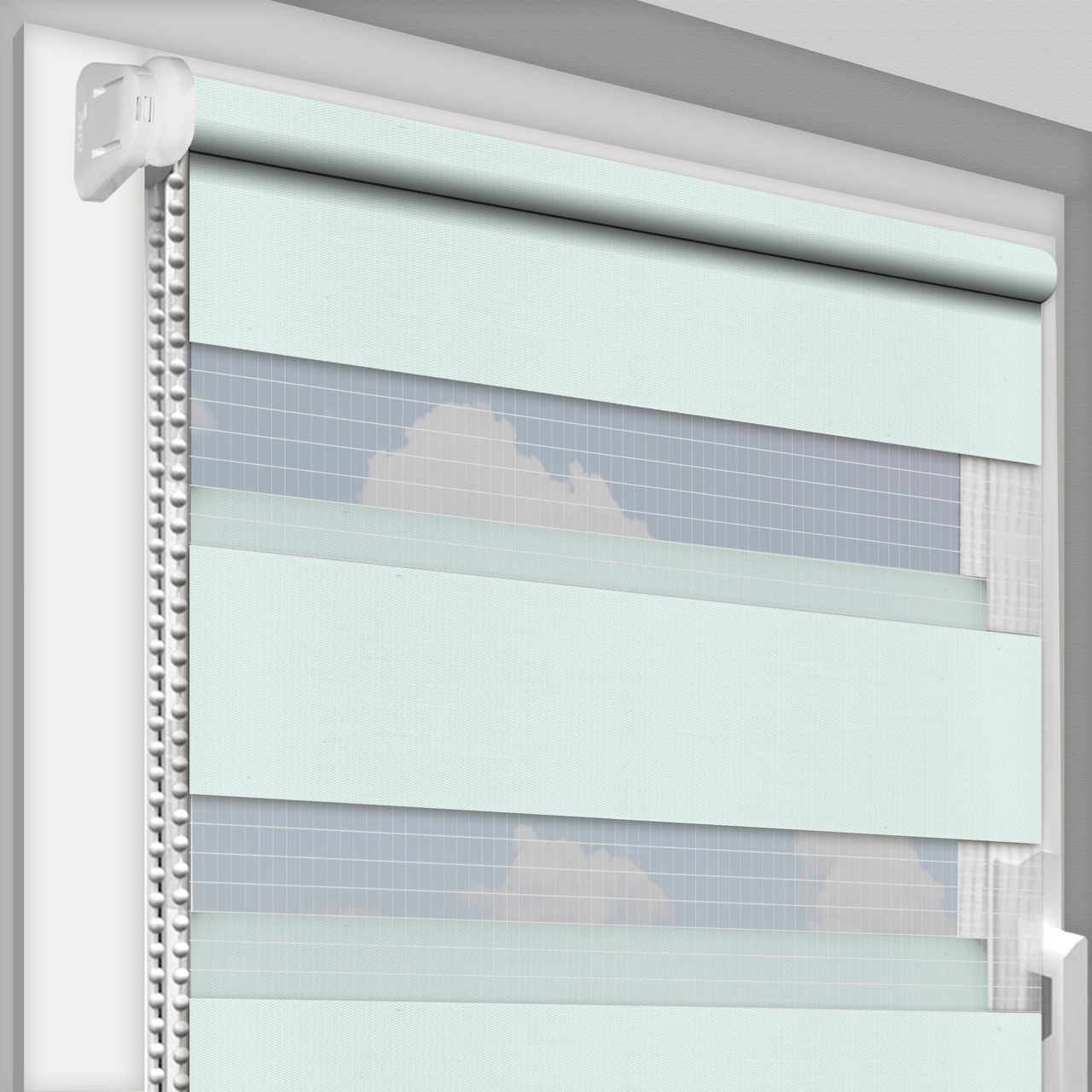 Рулонна штора День-Ніч DecoSharm Secret Impress DN 244 Світло-бірюзовий Найкраща якість, фото 1