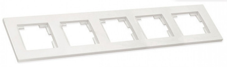 РАМКА ДЛЯ РОЗЕТКИ ГОРИЗОНТАЛЬНА П'ЯТИМІСНА"RITA", "MUTLUSAN", БІЛИЙ, фото 1