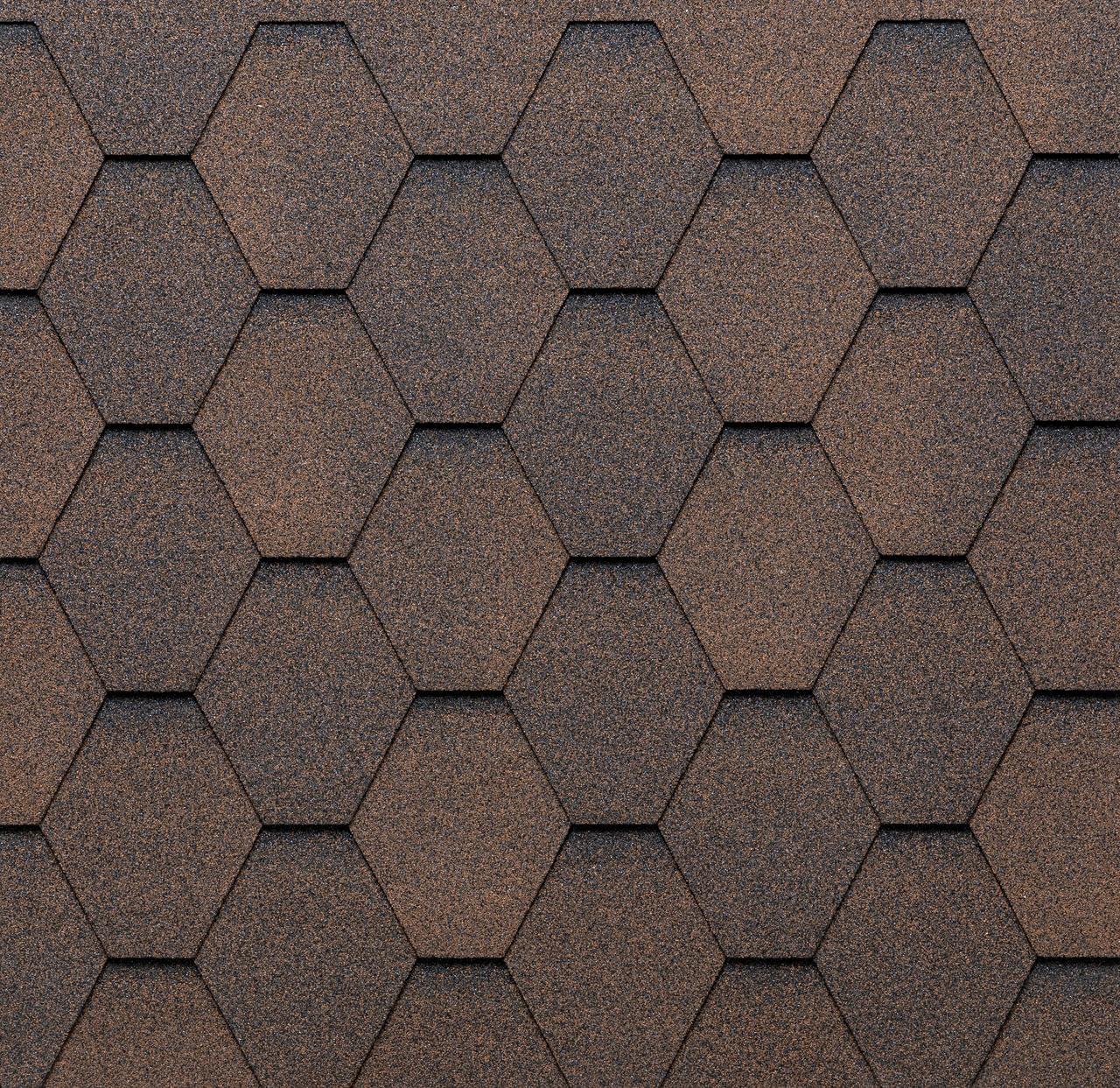 Бітумна черепиця TEGOLA Eco Roof Hexagonal 239 Mixed Brown