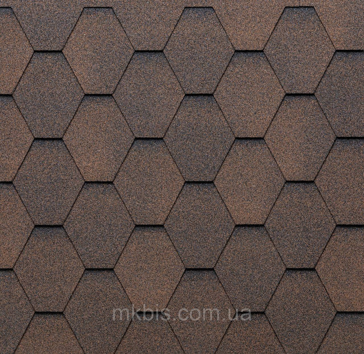 Бітумна черепиця TEGOLA Eco Roof Hexagonal 239 Mixed Brown