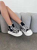 Женские кроссовки Chanel Sneakers Platform Black Whit (черно-белые) стильные высокие кеды платформе Ar506295