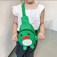 Детская нагрудная сумка, милая сумка с рисунком утки для девочек и мальчиков зеленый цвет