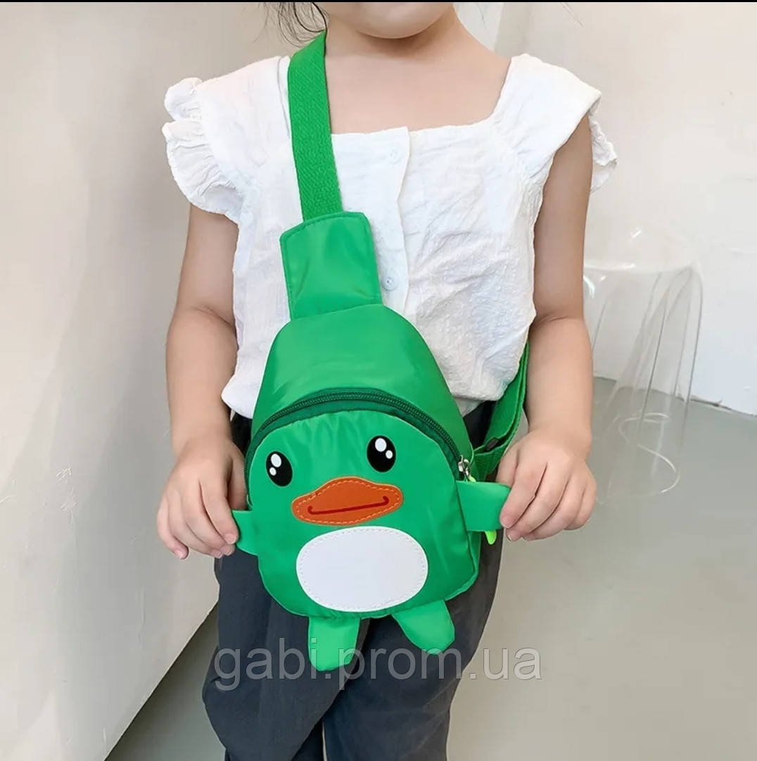 Дитяча нагрудна сумка, мила сумка з малюнком качки для дівчаток і хлопчиків зелений колір