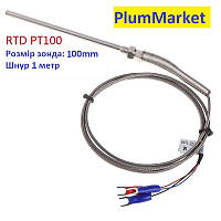 Датчик температуры Pt100 1 м Tип зонда Экранированная оплетка Резьба M8 1M Зонд термопары 100 мм