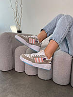 Женские кроссовки Adidas Forum Low White Grey (бело-серые) красивые стильные модные молодежные кроссы Ar15142