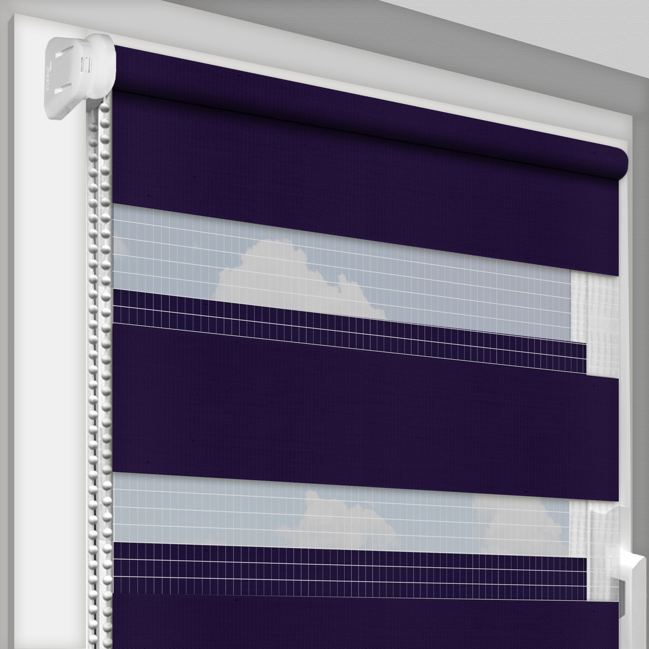 Рулонна штора День-Ніч DecoSharm Secret Impress DN 209 Темно-фіолетовий Найкраща якість, фото 1