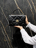 Женская сумка клатч Chanel Classic Black Gold (черная) torba0196 стильная сумочка на декоративной цепочке