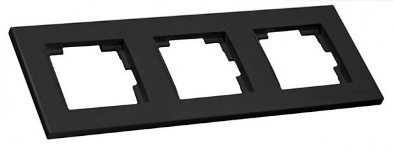 РАМКА ДЛЯ РОЗЕТКИ ГОРИЗОНТАЛЬНА ТРИМІСНА RITA, MUTLUSAN, ЧОРНИЙ, фото 1