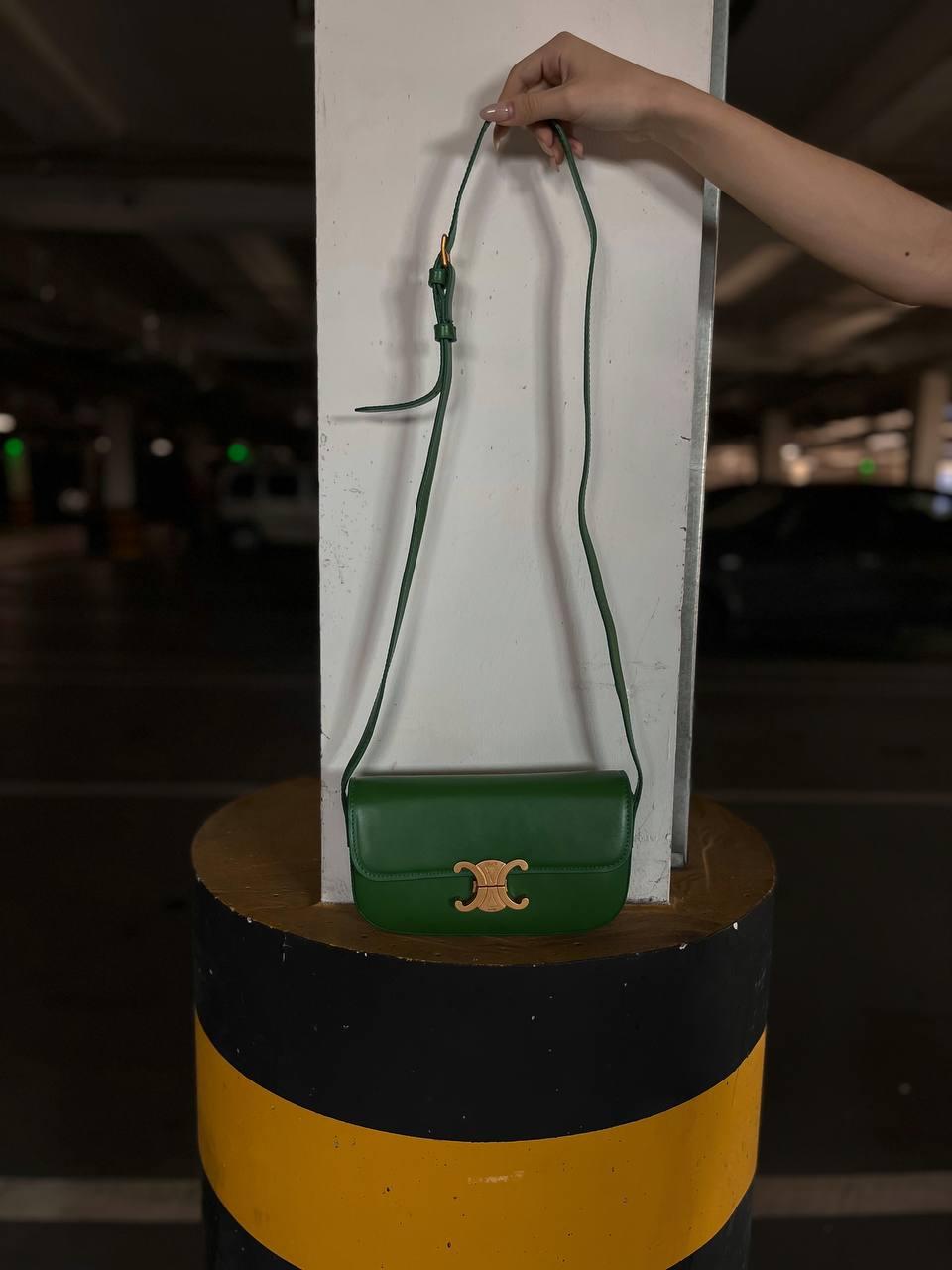 Жіноча подарункова сумка Celine mini green (зелена) арт2105 стильна вишукана для дівчини top