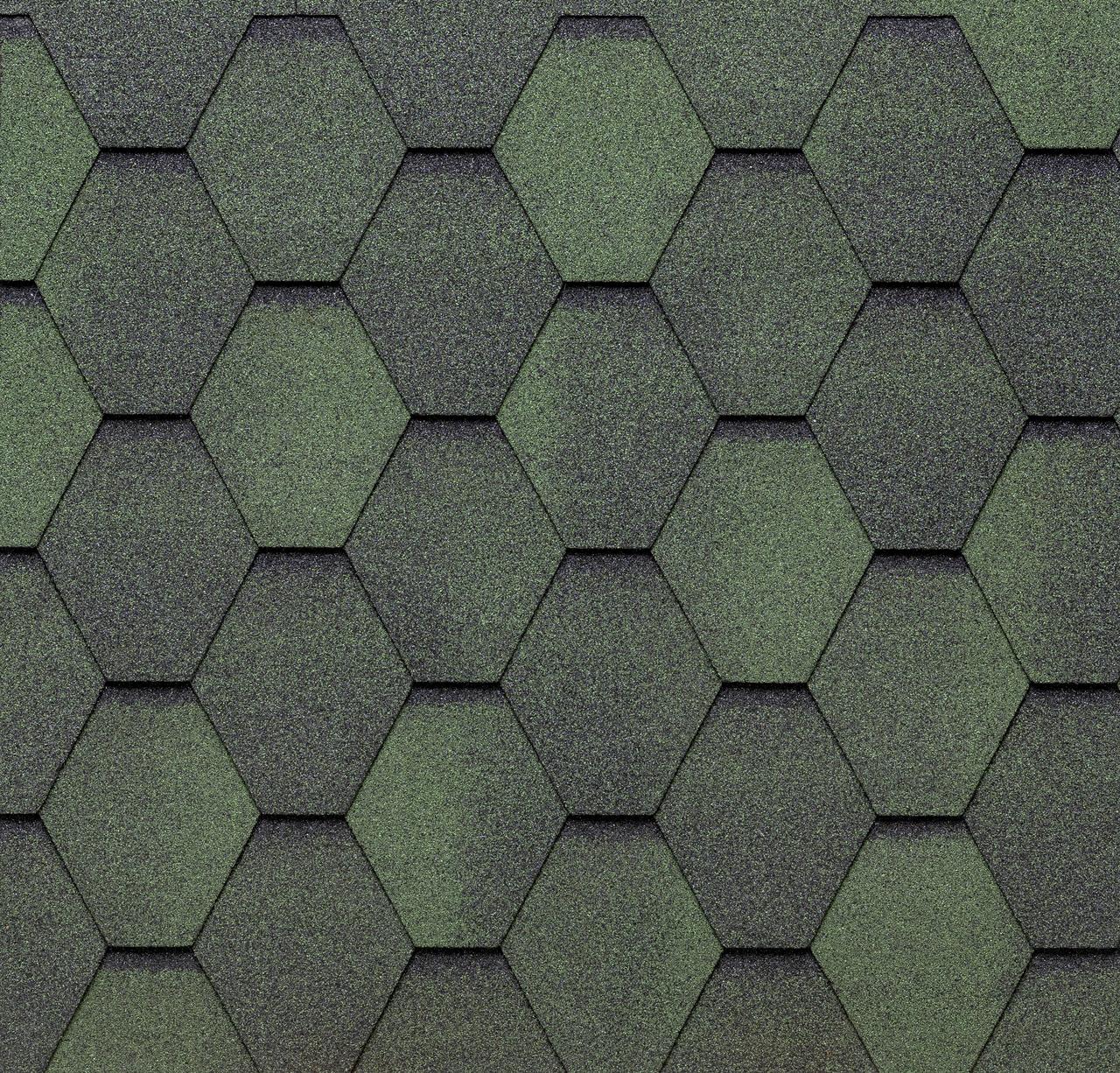 Бітумна черепиця TEGOLA Eco Roof Hexagonal 279 Mixed Green