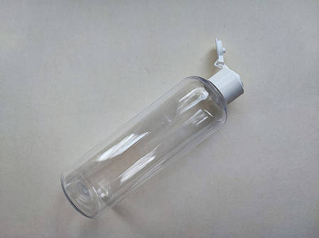 150 мл/20 мм ПЕТ Круглий прозорий флакон з кришкою БІЛОЮ фліп-топ 20/410, пляшка пластиковий, пластмасовий, фото 1