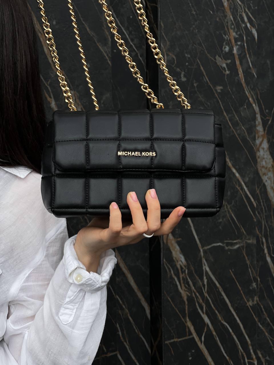 Жіноча сумка клатч Michael Kors SoHo Small Quilted Leather Shoulder Bag Black (чорна) torb0202 для дівчини top