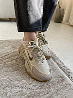 Женские кроссовки Nike Pro Beige (бежевые с золотистым) очень красивые стильные городские кроссы N00101 40 top