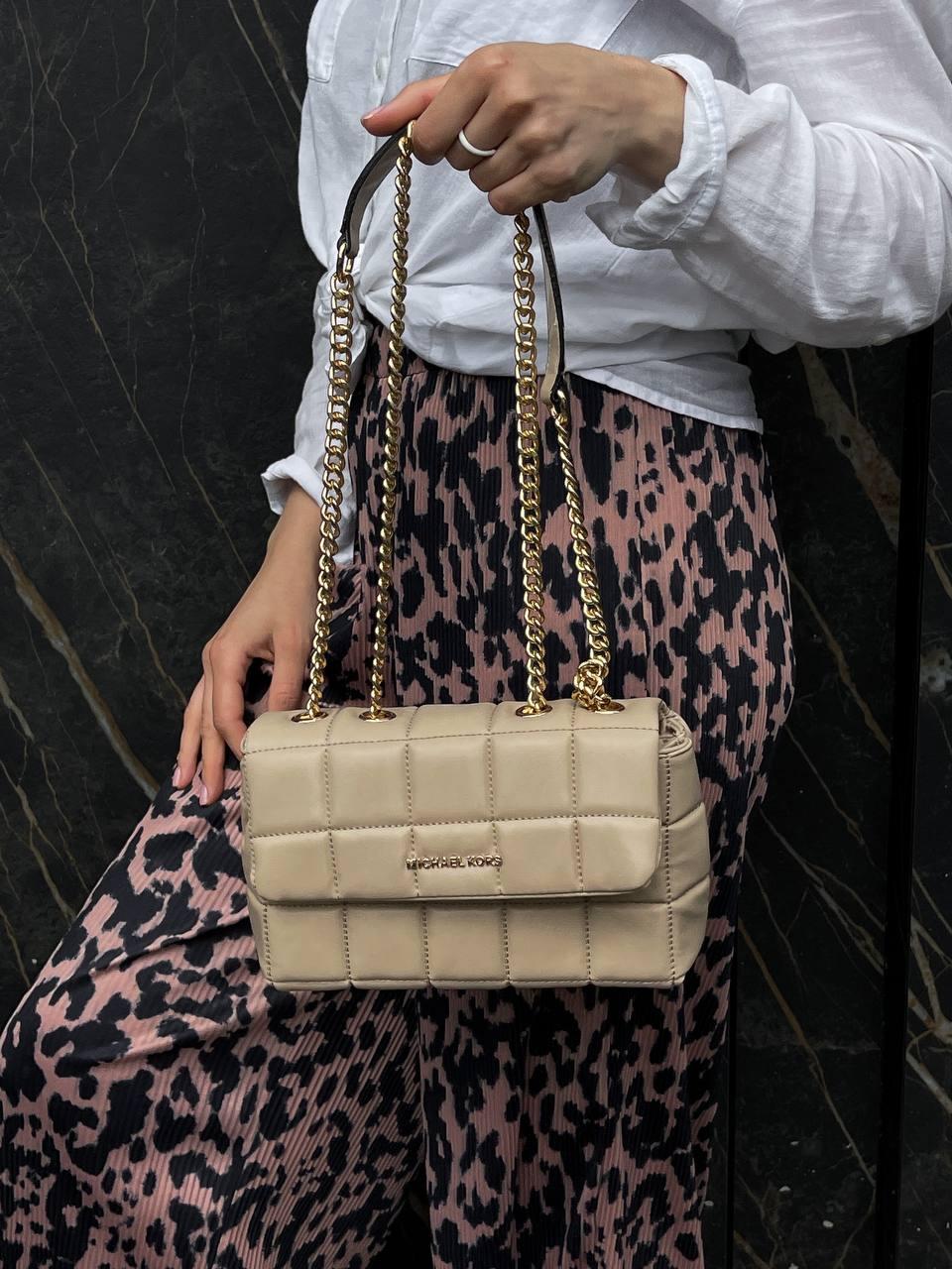 Жіноча сумка клатч Michael Kors SoHo Small Quilted Leather Shoulder Bag Beige (бежева) torba0203 для дівчини top