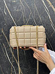 Жіноча сумка клатч Michael Kors SoHo Small Quilted Leather Shoulder Bag Beige (бежева) torba0203 для дівчини top, фото 9