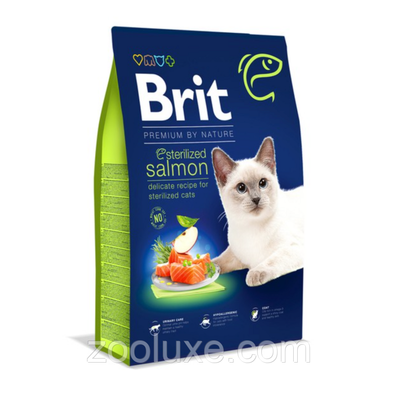 Brit Premium by Nature Sterilized Salmon 1,5 кг / Бріт Преміум Стерілайзд Лосось 1,5 кг - корм для котів