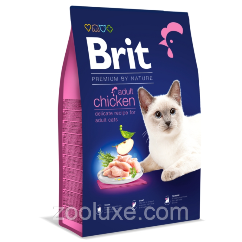 Brit Premium by Nature Adult Chicken 300 г корм для котів Брит Преміум Адалт Курка корм для кішок