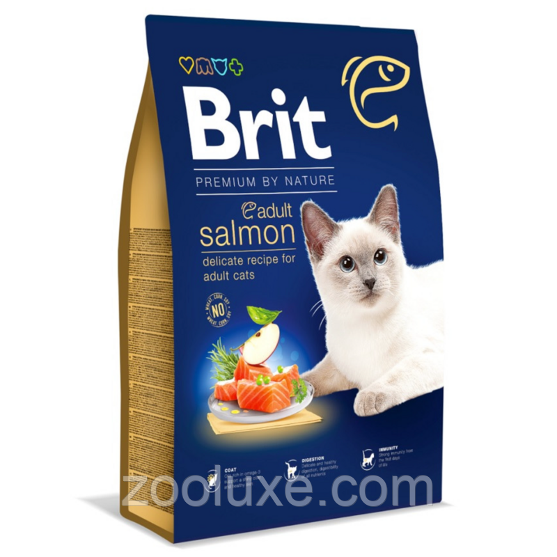 Brit Premium by Nature Adult Salmon 300 г корм для котів Брит Преміум Адалт Лосось корм для кішок Brit Premium