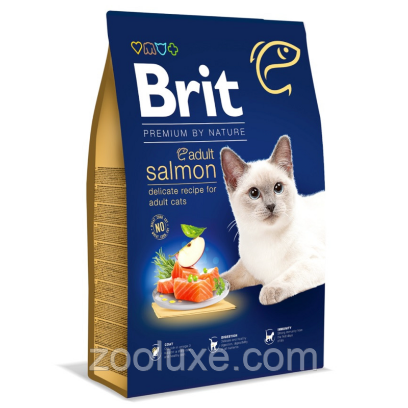 Brit Premium by Nature Adult Salmon 8 кг корм для котів Брит Преміум Адалт Лосось корм для кішок Brit Premium