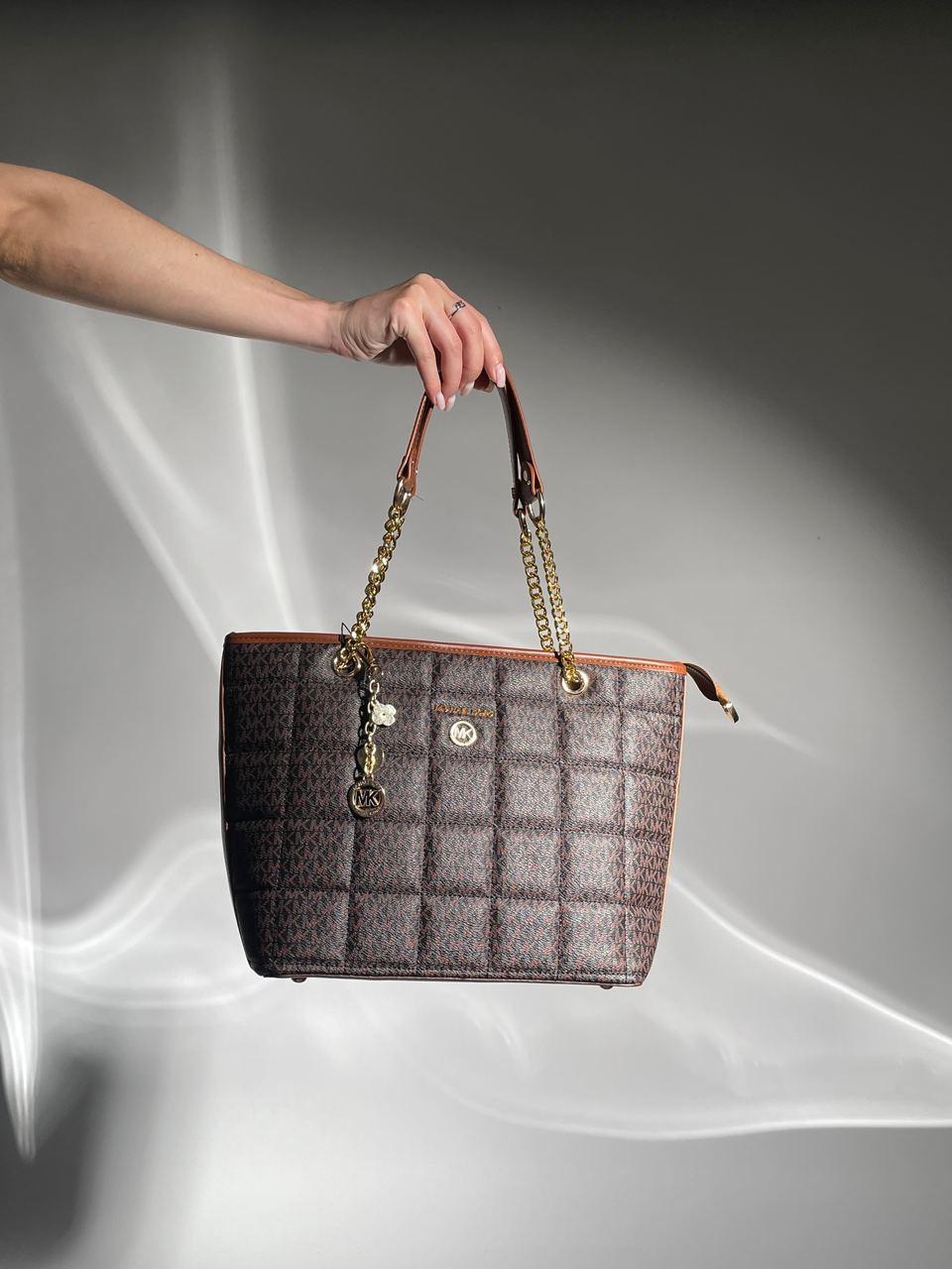 Жіноча подарункова сумка-шопер Michael Kors Shopper Bag Brown (коричнева) KIS12065 стильна Елізабет Корс top