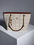 Жіноча подарункова сумка-шопер Michael Kors Shopper Bag Beige (бежева) KIS12066 стильна сумочка Елізабет Корс top, фото 7