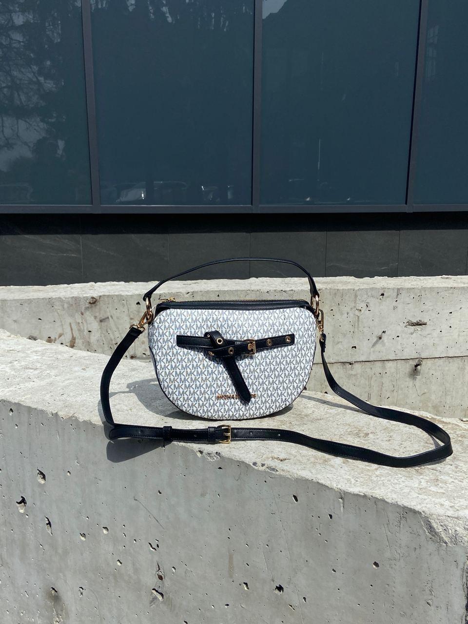 Жіноча подарункова сумка клатч Michael Kors Dover White (біла) KIS12090 стильна сумочка на ремені Мішал Корс top