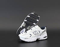 Женские кроссовки New Balance 530 (белые с серебристым и синим) лёгкие кроссы для бега К12292 vkross