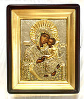 Ікона Києво-Братської Богородиці, золото, срібло,карбування, кіот-горіх