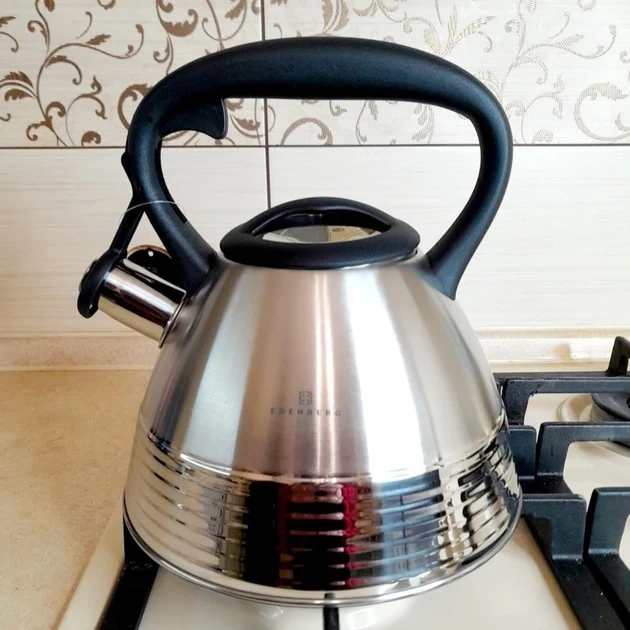Чайник зі свистком 3.0 л з нержавіючої сталі Edenberg EB-8828 Чайник для індукційної плити Чайник газовий, фото 1