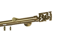 Карниз MStyle для штор металлический двухрядный Антик Делия труба профильная 19/19 мм кронштейн цылиндр 160 см