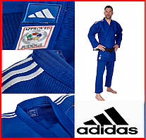 Професійне кімоно для дзюдо ADIDAS Champion III з ліцензією IJF сине з білими смугами щільне