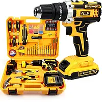 Аккумуляторный ударный шуруповерт DeWALT DCD791 (24V 5AH) с набором инструментов (черный кейс)