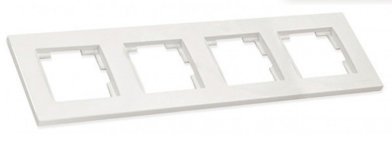 РАМКА ДЛЯ РОЗЕТКИ ГОРИЗОНТАЛЬНА ЧОТИРИМІСНА"RITA", "MUTLUSAN", БІЛИЙ, фото 1