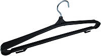 Плечики (вешалки) для одежды пластиковые широкие №3 черные металлический крючок "ЧП КВВ" (уп 10 шт) + Видео