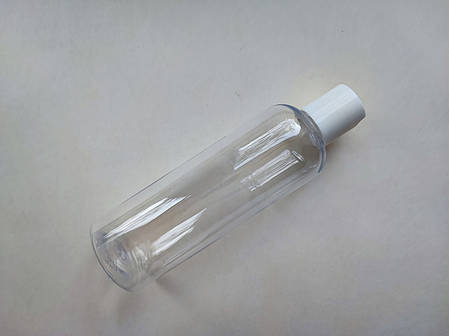 150 мл/20 мм ПЕТ Круглий прозорий флакон з кришкою БІЛОЮ диск-топ 20/410, пластиковий, пластмасовий, фото 1