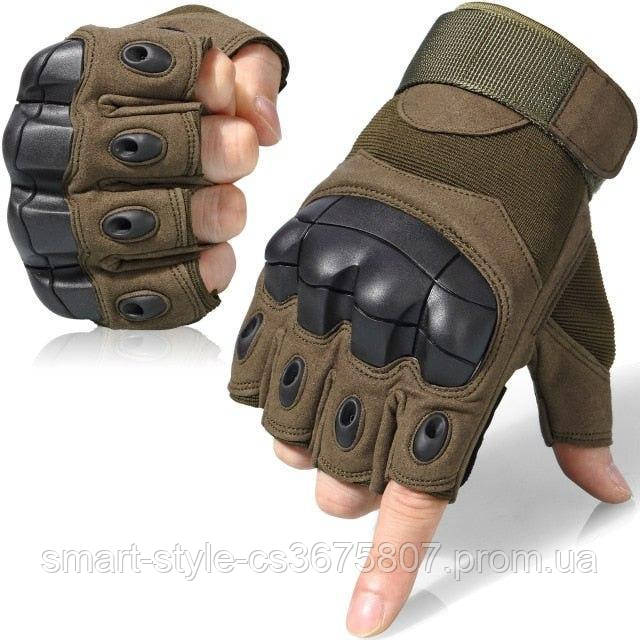 Тактические перчатки Хаки без пальцев Тактические перчатки для ВСУ - фото 1 - id-p1898226187