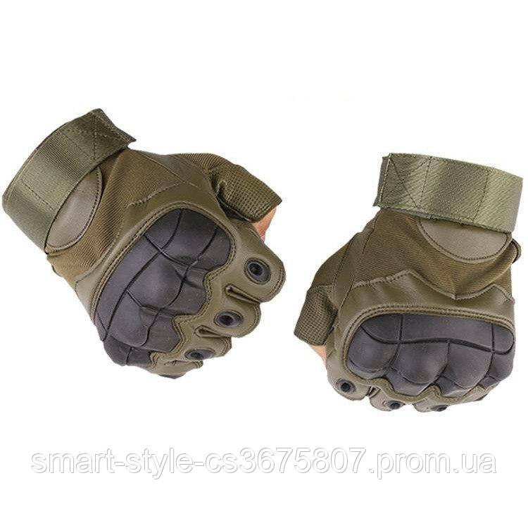 Тактические перчатки Хаки без пальцев Тактические перчатки для ВСУ - фото 2 - id-p1898226187